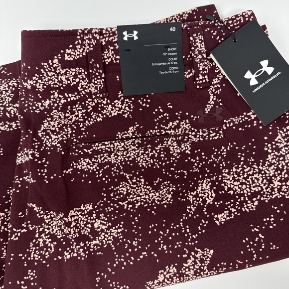 Under Armour Other - Under Armour AOP Printed Golf Shorts Men's‎ Size 40 Maroon Pink NEW